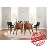 Lumisource CH-STLA WL+BK2 Stella Mid-Century Modern Dining/Accent Chair in Walnut with Black Faux Leather - Set of 2